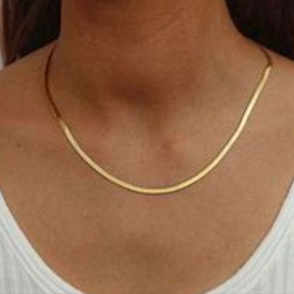 Stainless Steel Gold Plated Flat Necklace